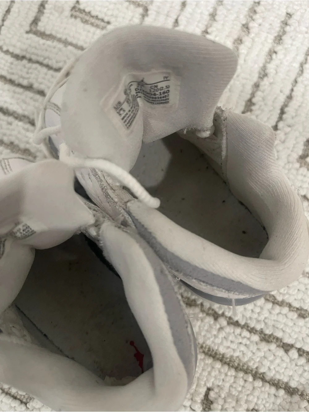 Jordan Kids' White & Gray Sneakers with Lime Accent